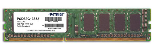 PSD38G13332 Patriot 8GB PC3-10600 DDR3-1333MHz non-ECC Unbuffered CL9 240-Pin DIMM Dual Rank Memory Module