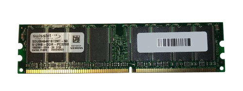 SDU06464H1B72MT-50 Swissbit 512MB PC3200 DDR-400MHz non-ECC Unbuffered CL2.5 184-Pin DIMM 2.5V Memory Module