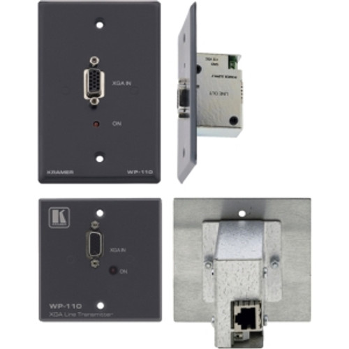 WP-110 Kramer Active Wall Plate Computer Graphics Video Transmitter 1-gang HD-15 VGA, RJ-45 Network