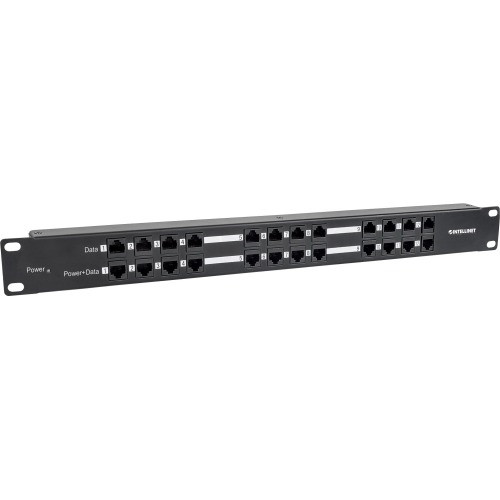 720342 Intellinet Network 24-Ports Patch Panel With 12 PoE Injector Ports (12x RJ-45 Port Data and Power Out)