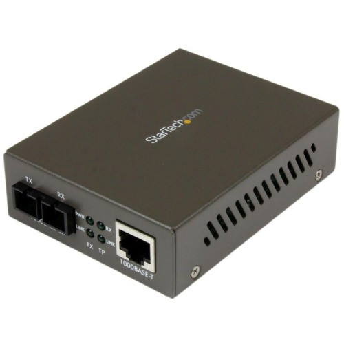 MCMGBSC055EU StarTech.com 1000 Mbps Gigabit Multi Mode Fiber Ethernet Media Converter SC 550m 1 x Network (RJ-45) 1 x SC Ports 1000Base-SX, 1000Base-T