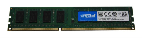 Crucial 4GB PC3-12800 DDR3-1600MHz non-ECC Unbuffered CL11 240-Pin DIMM 1.35V Low Voltage Memory Module