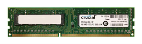 Crucial 4GB PC3-10600 DDR3-1333MHz non-ECC Unbuffered CL9 240-Pin DIMM Dual Rank Memory Module