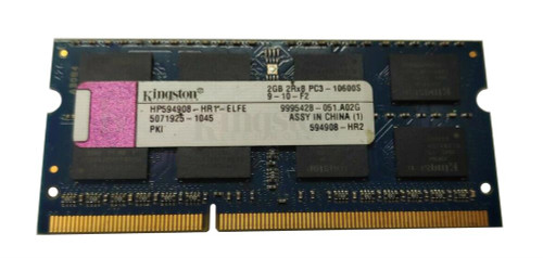 Kingston 2GB PC3-10600 DDR3-1333MHz non-ECC Unbuffered CL9 204-Pin SoDimm Dual Rank Memory Module