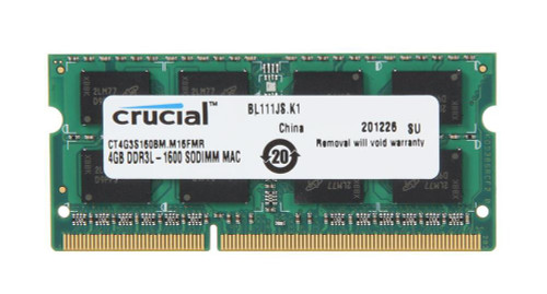 Crucial 4GB PC3-12800 DDR3-1600MHz non-ECC Unbuffered CL11 204-Pin SoDimm 1.35V Low Voltage Memory Module