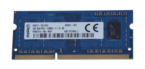 HP 4GB PC3-12800 DDR3-1600MHz non-ECC Unbuffered CL11 204-Pin SoDimm 1.35V Low Voltage Single Rank Memory Module