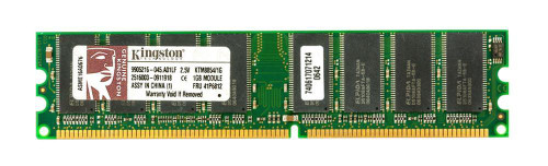 Kingston 1GB PC2700 DDR-333MHz non-ECC Unbuffered CL2.5 184-Pin DIMM 2.5V Memory Module