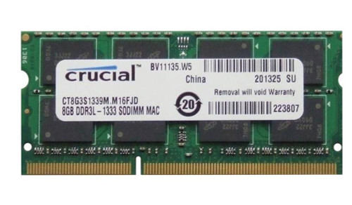 Crucial 8GB PC3-10600 DDR3-1333MHz non-ECC Unbuffered CL9 204-Pin SoDimm 1.35V Low Voltage Dual Rank Memory Module for Apple