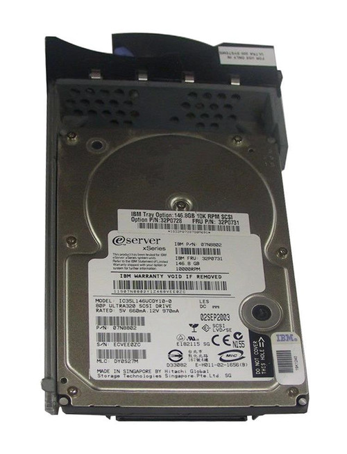 32P0731-3 IBM Ultrastar 146Z10 146.8GB 10000RPM Ultra-320 SCSI 80-Pin 8MB Cache 3.5-inch Internal Hard Drive