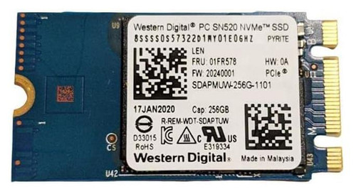Western Digital PC SN520 Series 256GB TLC PCI Express 3.0 x2 NVMe M.2 2280 Internal Solid State Drive (SSD)