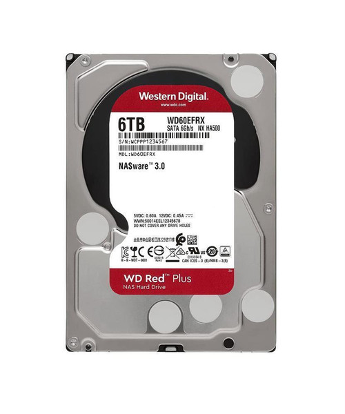 Western Digital Red Plus NAS 6TB 5400RPM SATA 6Gbps 128MB Cache 3.5-inch Internal Hard Drive