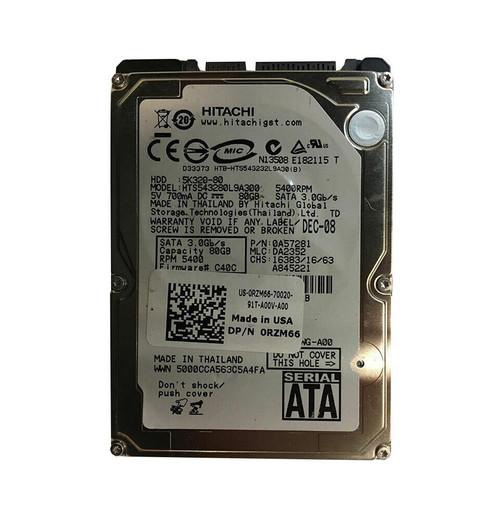 Dell 80GB 5400RPM SATA 1.5Gbps 8MB Cache 2.5-inch Internal Hard Drive