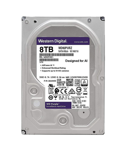 Western Digital Purple 8TB 5640RPM SATA 6Gbps 128MB Cache 3.5-inch Internal Hard Drive