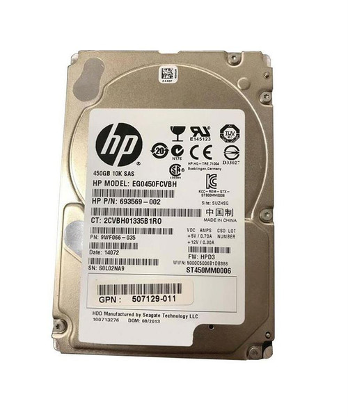 HP 450GB 10000RPM SAS 6Gbps 2.5-inch Internal Hard Drive