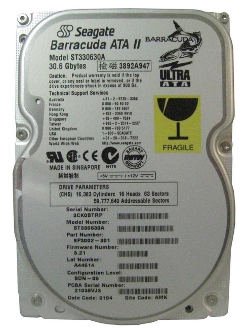 Seagate Barracuda ATA II 30.6GB 7200RPM ATA-66 2MB Cache 3.5-inch Internal Hard Drive (20-Pack)