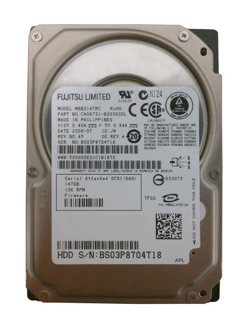 Fujitsu Enterprise 147GB 10000RPM SAS 3Gbps 16MB Cache 2.5-inch Internal Hard Drive (20-Pack)