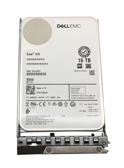 Dell 16TB 7200RPM SATA 6Gbps 512MB Cache (512e) 3.5-inch Internal Hard Drive