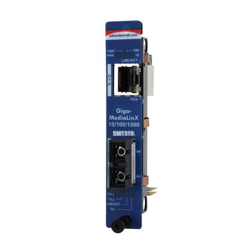 Advantech Slide-In Modular 10/100/1000Mbps to Fiber Series 1x Network RJ-45 1x SC Ports Multi-mode Gigabit Ethernet 10/100/1000Base-T 1000Base-X