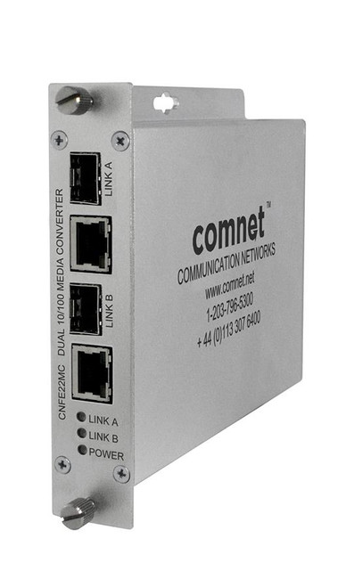 ComNet 10/100Mbps Ethernet Two Independent Channels 1x Network RJ-45 10/100Base-TX 100Base-FX 1x Expansion Slots 1x SFP Slots Rack-mountable Media