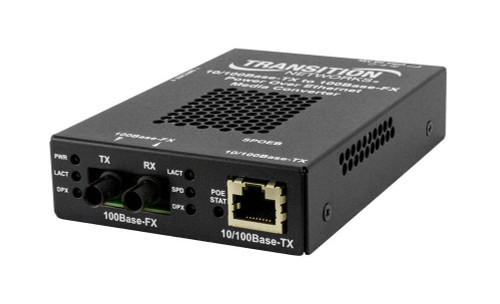 Transition Networks Stand-alone Fast Ethernet PoE Network RJ-45 1x PoE RJ-45 Ports 1x ST Ports DuplexST Port Multi-mode Fast Ethernet 10/100Base-TX