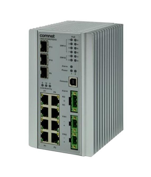 ComNet Ethernet Switch - 8 Ports - Manageable - 2 Layer Supported - Modular - 3 SFP Slots - Twisted Pair Optical Fiber - DIN Rail  (Refurbished)