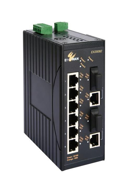 EtherWAN Industrial Unmanaged 6-Ports 10/100/1000Base-TX with 2-Ports 1000Base-SX (SC 2km) Combo Gigabit Ethernet Switch (Refurbished)