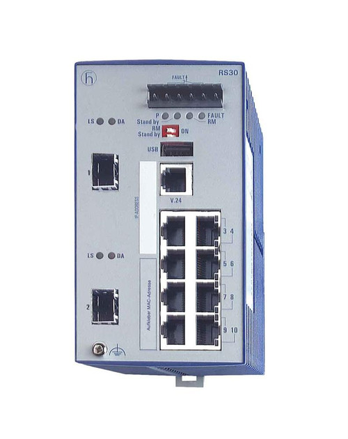 Hirschmann 10-Ports 10/100Bae-TX RJ-45 Gigabit Ethernet Switch with 2x Gigabit SFP Slots (Refurbished)