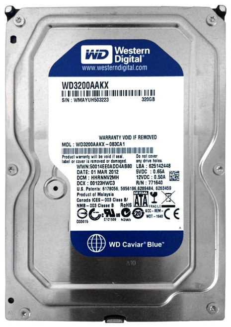 WD3200AAKX-083CA1 Western Digital Caviar Blue 320GB 7200RPM SATA 6Gbps 16MB Cache 3.5-inch Internal Hard Drive