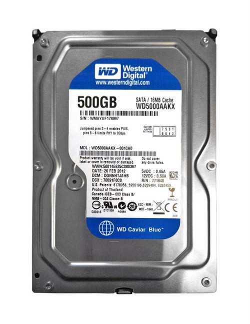 WD500AAKX Western Digital Caviar Blue 500GB 7200RPM SATA 6Gbps 16MB Cache 3.5-inch Internal Hard Drive