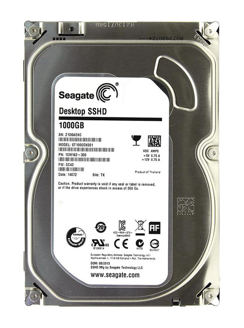 1CM162-300 Seagate Desktop SSHD 1TB 7200RPM SATA 6Gbps 64MB Cache 8GB SSD 3.5-inch Internal Hybrid Hard Drive
