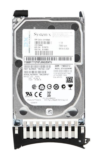 81Y9848 IBM 1TB 7200RPM SATA 6Gbps Nearline Hot Swap 2.5-inch Internal Hard Drive