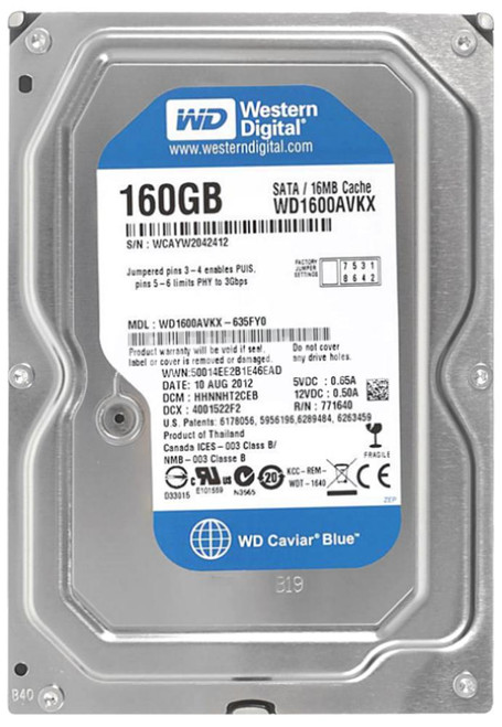 WD1600AVKX Western Digital AV 160GB 7200RPM SATA 6Gbps 16MB Cache 3.5-inch Internal Hard Drive