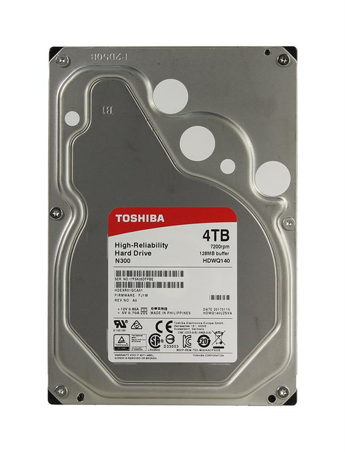 HDWQ140UZSVA Toshiba N300 4TB 7200RPM SATA 6Gbps 128MB Cache (512e) 3.5-inch Internal Hard Drive