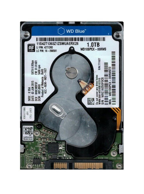 WD10SPCX-08HWST0 Western Digital Blue 1TB 5400RPM SATA 6Gbps 16MB Cache 2.5-inch Internal Hard Drive