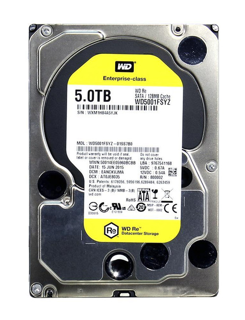 WD5001FSYZ-20PK Western Digital Re 5TB 7200RPM SATA 6Gbps 128MB Cache 3.5-inch Internal Hard Drive (20-Pack)