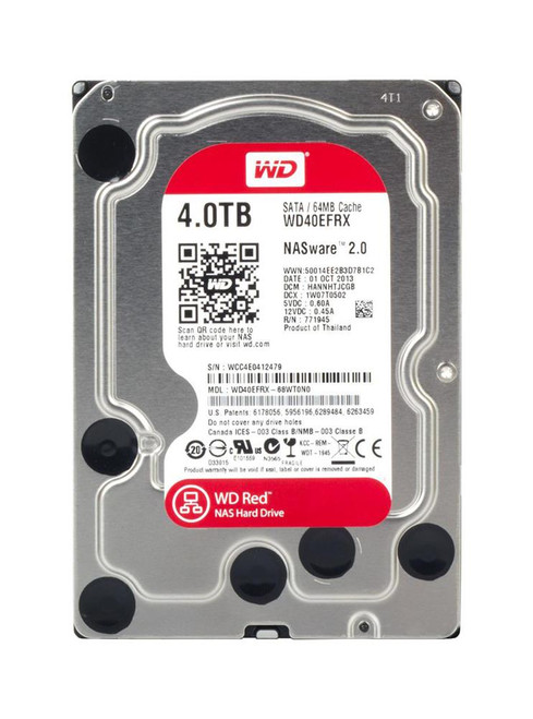 WD40EFRX-68WTONO Western Digital Red 4TB SATA 6Gbps 64MB Cache 3.5-inch Hard Drive