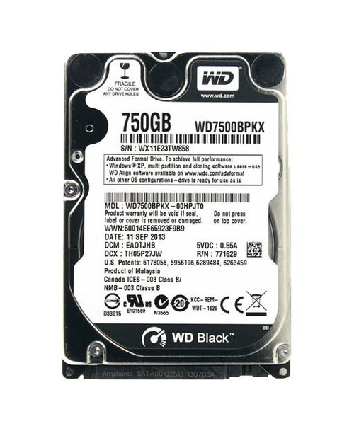 WD7500BPKX-75HPJT0 Western Digital Black 750GB 7200RPM SATA 6Gbps