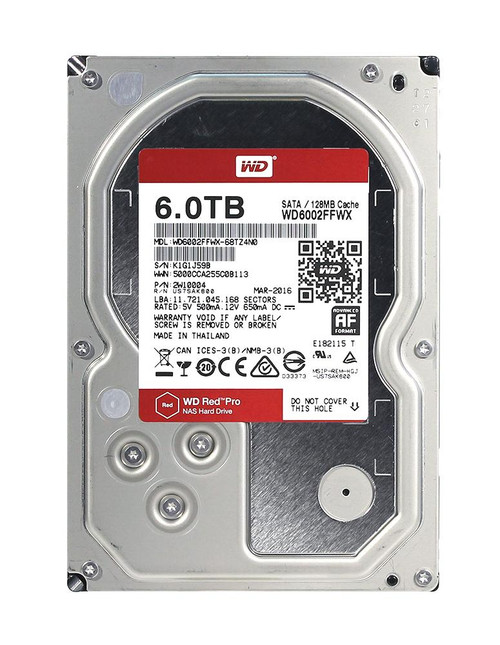 WD6002FFWX Western Digital Red Pro 6TB 7200RPM SATA 6Gbps 128MB Cache 3.5-inch Internal Hard Drive