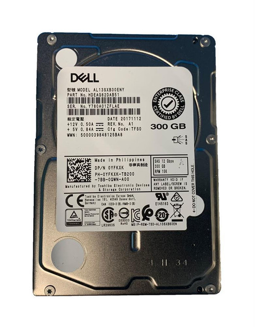 HDEAG82DAB51 Dell 300GB 15000RPM SAS 12Gbps Hot Swap 128MB Cache (512n) 2.5-inch Internal Hard Drive