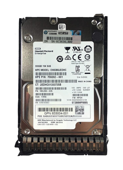 759202-001 HP 300GB 15000RPM SAS 12Gbps Hot Swap 2.5-inch Internal Hard Drive with Smart Carrier