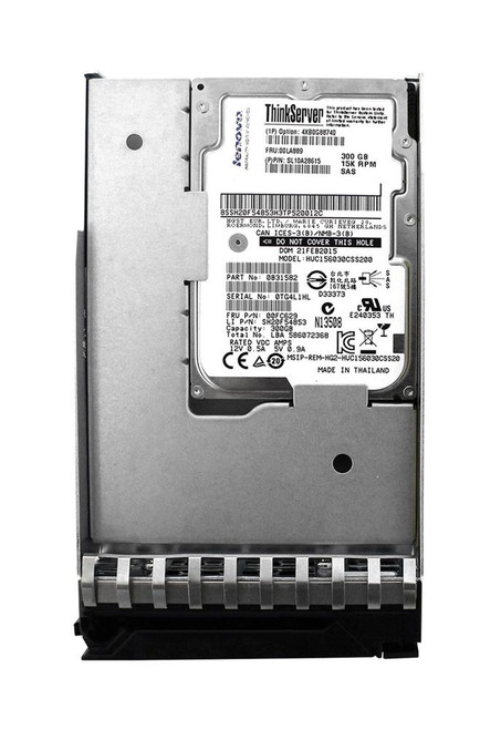 4XB0G88740 Lenovo 300GB 15000RPM SAS 12Gbps Hot Swap 128MB Cache 2.5-inch Internal Hard Drive with 3.5-inch Tray for ThinkServer Gen5