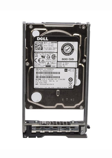 0K786X Dell 600GB 15000RPM SAS 12Gbps Hot Swap (SED) 2.5-inch Internal Hard Drive with Tray for PowerEdge Server G13