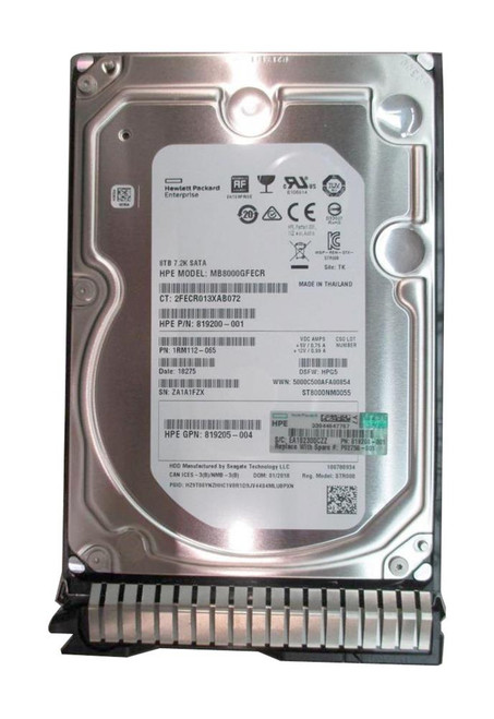 P02758-001 HPE 8TB 7200RPM SATA 6Gbps 3.5-inch Internal Hard Drive with Smart Carrier