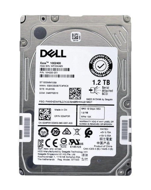 DMP3R Dell 1.2TB 10000RPM SAS 12Gbps 128MB Cache (FIPS 140-2 / 512n) 2.5-inch Internal Hard Drive