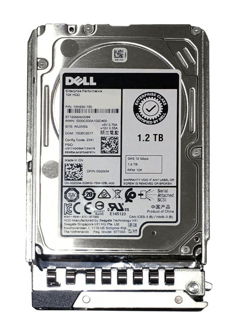 0G2G54 Dell 1.2TB 10000RPM SAS 12Gbps 128MB Cache (ISE / 512n) 2.5-inch Internal Hard Drive
