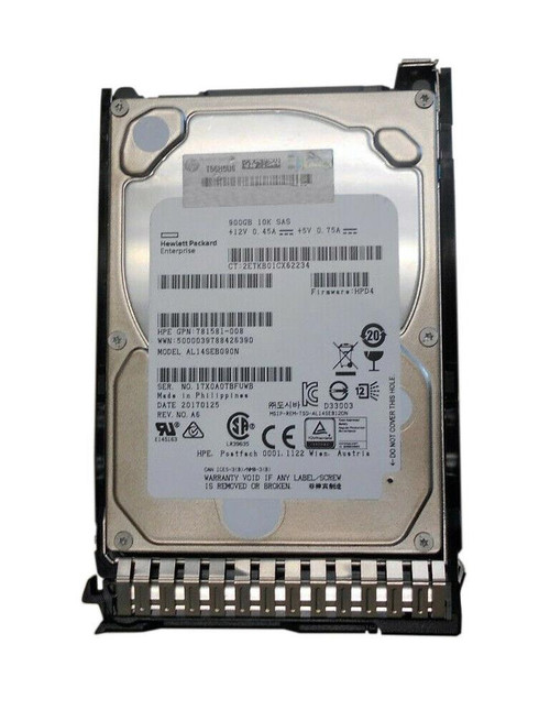 781581-008 HP 900GB 10000RPM SAS 12Gbps Dual Port Hot Swap 2.5-inch Internal Hard Drive with Smart Carrier