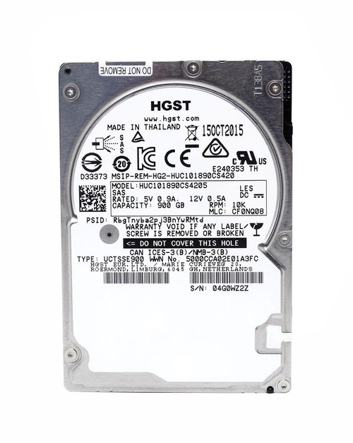 HUC101890CS4205 HGST Hitachi Ultrastar C10K1800 900GB 10000RPM SAS 12Gbps 128MB Cache (TCG FIPS / 512e) 2.5-inch Internal Hard Drive