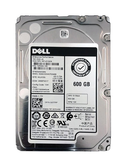 XXTRP Dell 600GB 10000RPM SAS 12Gbps 128MB Cache (ISE / 512n) 2.5-inch Internal Hard Drive