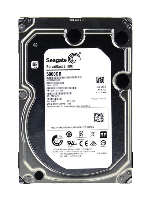 ST5000VX0001 Seagate Surveillance 5TB 5900RPM SATA 6Gbps 128MB Cache 3.5-inch Internal Hard Drive