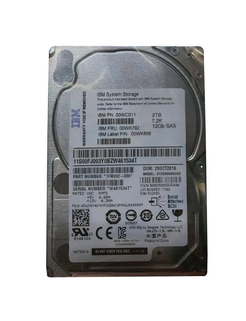 00WC011 Lenovo 2TB 7200RPM SAS 12Gbps Nearline 2.5-inch Internal Hard Drive